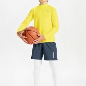 DEVOROPA Youth Boys Compression Thermal Shirt Long Sleeve Kids Fleece Baselayer Soccer Baseball