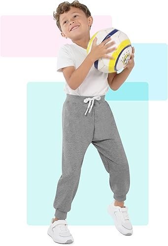Resinta 4 Pack Toddler and Boys Joggers Sweatpants Cotton Kids Active Pants with Drawstring Casual Athletic Clothes