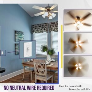 ENERLITES 3 Speed Ceiling Fan Control and LED Dimmer Light Switch, 2.5A Single Pole Light Fan Switch, 300W